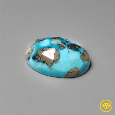 Rose Cut Morenci Turquoise With Pyrite Inclusions