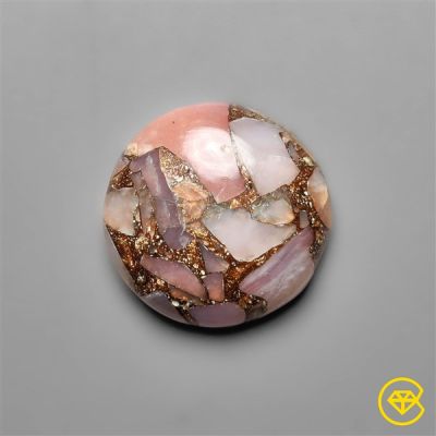 Pink Opal Mosaic Mohave Turquoise Cabochon