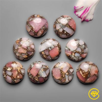 16X16 mm Pink Opal Mosaic Mohave Turquoise Round Calibrated Lot