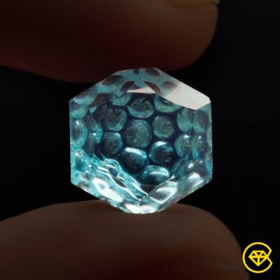 7 ct Faceted London Blue Topaz Reverse Intaglio Carving Fantasy Cut 13X12X7 mm From London