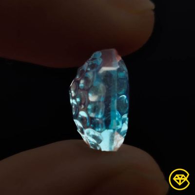 6 ct Faceted London Blue Topaz Reverse Intaglio Carving Fantasy Cut 13X12X7 mm From London