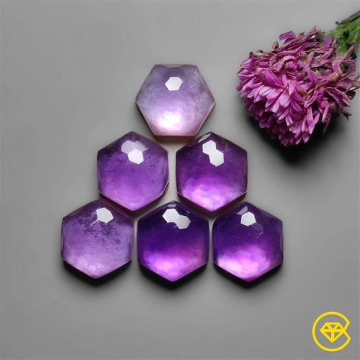 13X12 mm Honeycomb Cut Amethyst With Mother Of Pearl Doublets Calibrated Lot