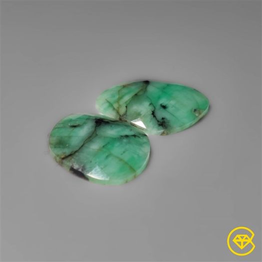 Rose Cut Emeralds Pair