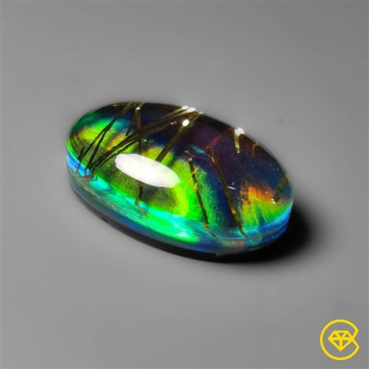 Aurora Opal With Golden Rutilated Quartz Doublet