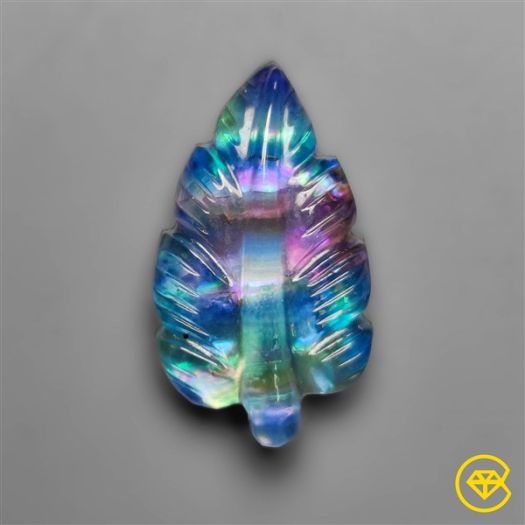 Dichroic Glass Leaf Carving Doublet