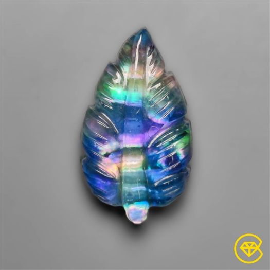 Dichroic Glass Leaf Carving Doublet