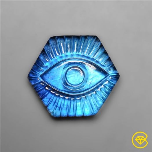 Blue Labradorite Evil Eye Carving