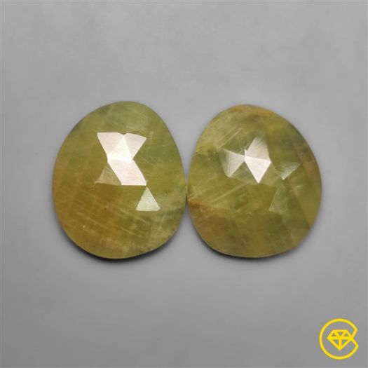 Rose Cut Green Sapphires Pair