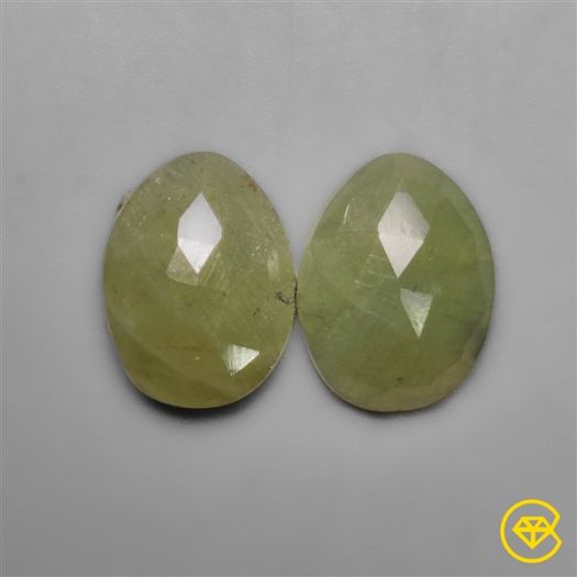 Rose Cut Green Sapphires Pair