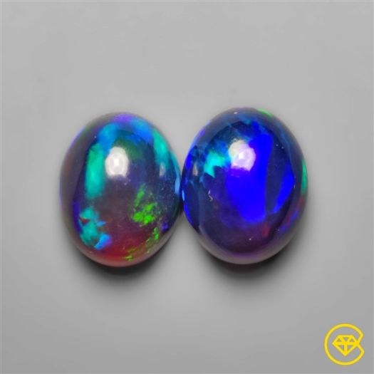 Ethiopian Black Opals Pair (Natural Blue Fire)