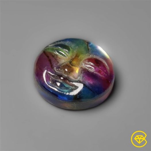 Dichroic Glass Moonface Carving Doublet