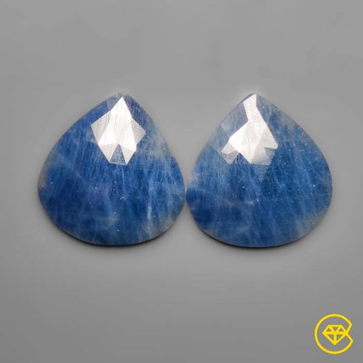 Rose Cut Blue Sapphires Pair