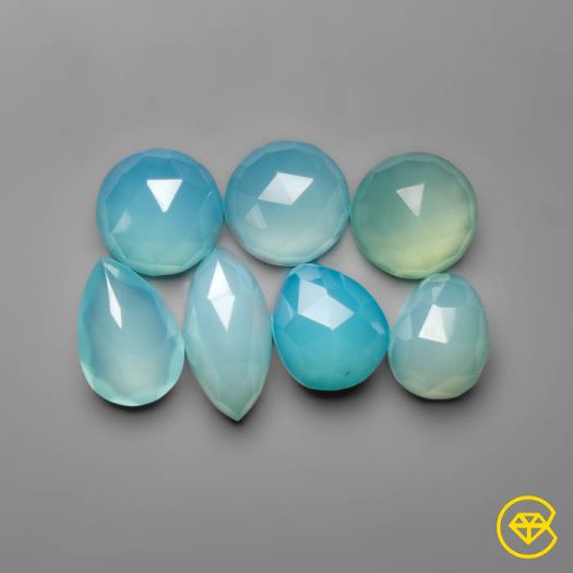 Rose Cut Aqua Chalcedonies Lot