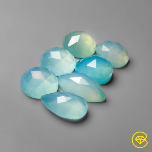 Rose Cut Aqua Chalcedonies Lot