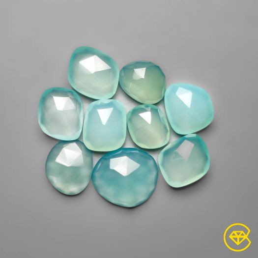 Rose Cut Aqua Chalcedonies Lot