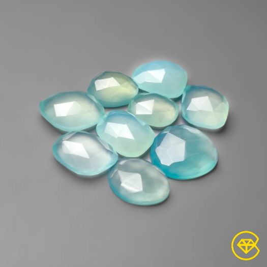 Rose Cut Aqua Chalcedonies Lot