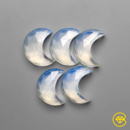 Rose Cut Opalite Crescents Lot