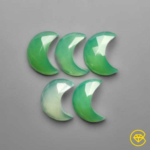 Rose Cut Gemmy Chrysoprase Crescents Lot