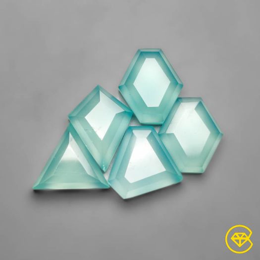 Step Cut Aqua Chalcedonies Lot