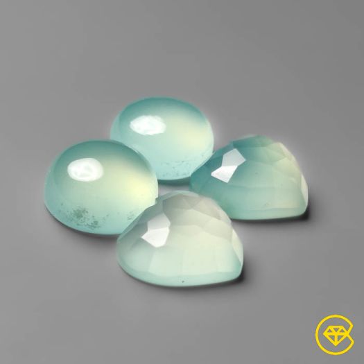 25 ct Aqua Chalcedony Rose Cut & Cabs Pairs Set 12X12X6 mm From Brazil