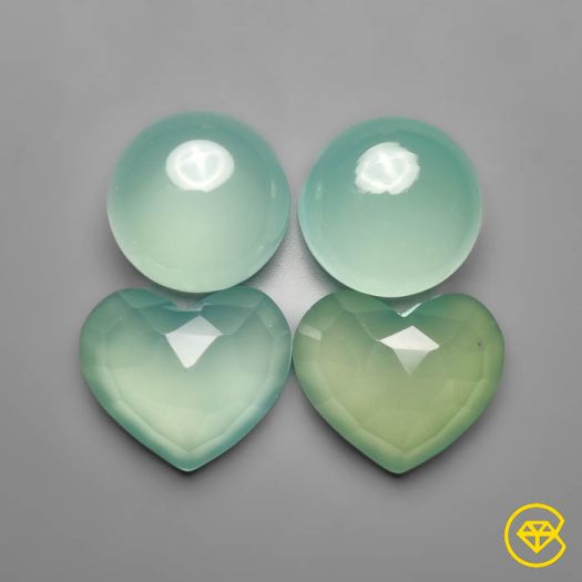 25 ct Aqua Chalcedony Rose Cut & Cabs Pairs Set 12X12X6 mm From Brazil