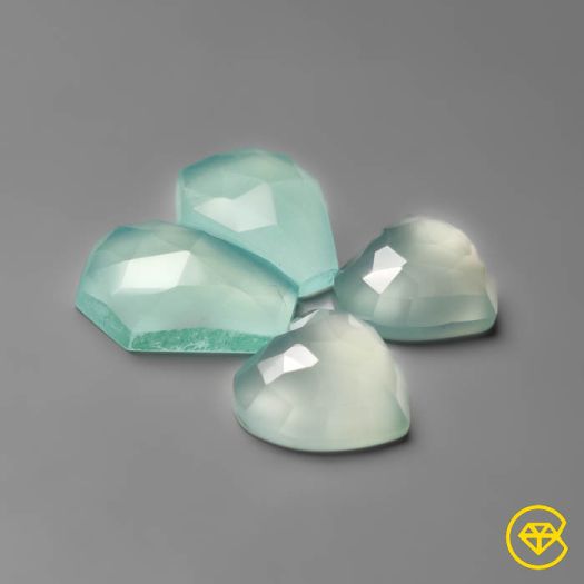 25 ct Rose Cut Aqua Chalcedony Pairs Set 16 - 12 mm From Brazil