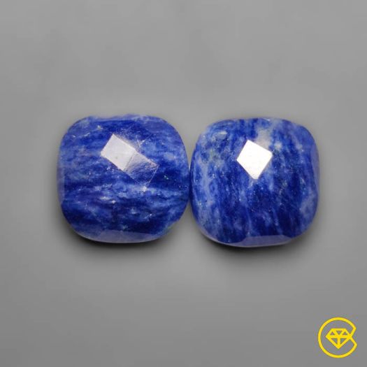 9 ct Checkerboard Cut Sodalite Pair 11X10X4 mm From South Africa